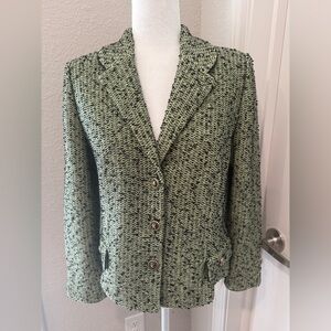 St. John Collection Green and Black Tweed Blazer